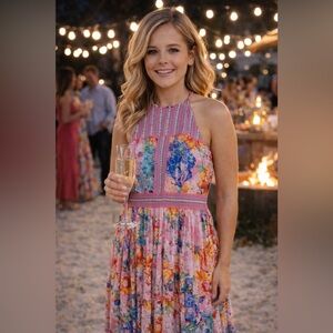 BHANUNI BY JYOTI….. Yuko Halter Maxi Dress